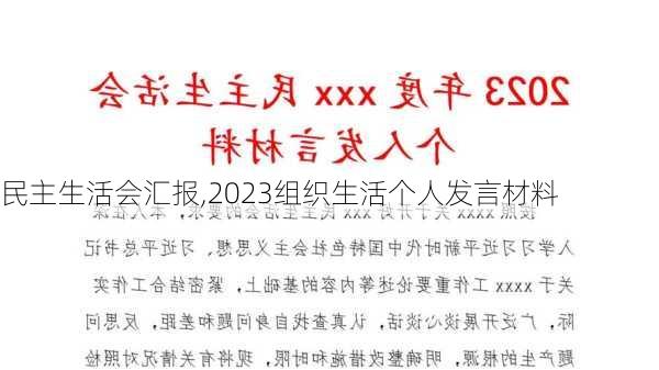 民主生活会汇报,2023组织生活个人发言材料