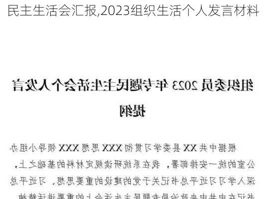 民主生活会汇报,2023组织生活个人发言材料-第2张图片-星梦范文网