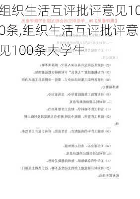 组织生活互评批评意见100条,组织生活互评批评意见100条大学生-第3张图片-星梦范文网