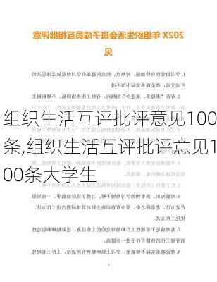 组织生活互评批评意见100条,组织生活互评批评意见100条大学生