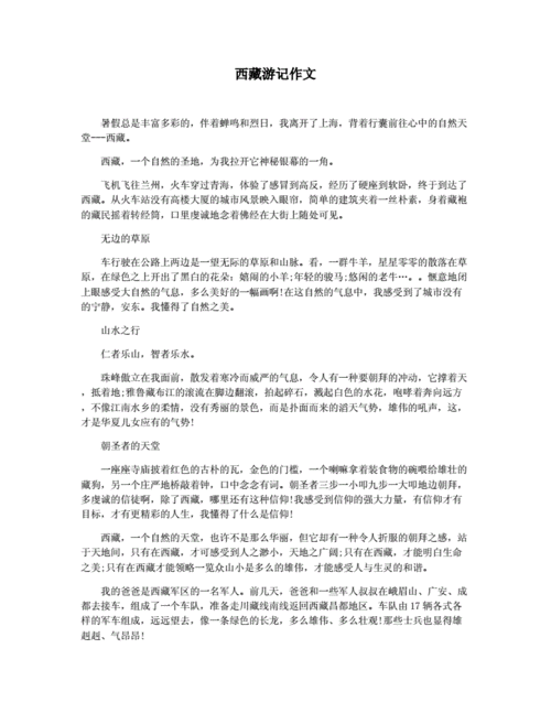 西藏游记,西藏游记作文600字-第3张图片-星梦范文网