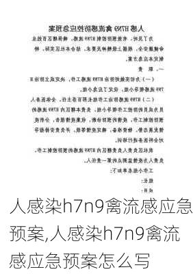 人感染h7n9禽流感应急预案,人感染h7n9禽流感应急预案怎么写