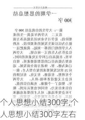 个人思想小结300字,个人思想小结300字左右