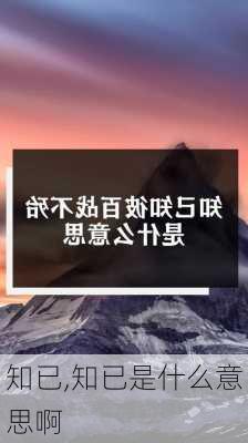 知已,知已是什么意思啊