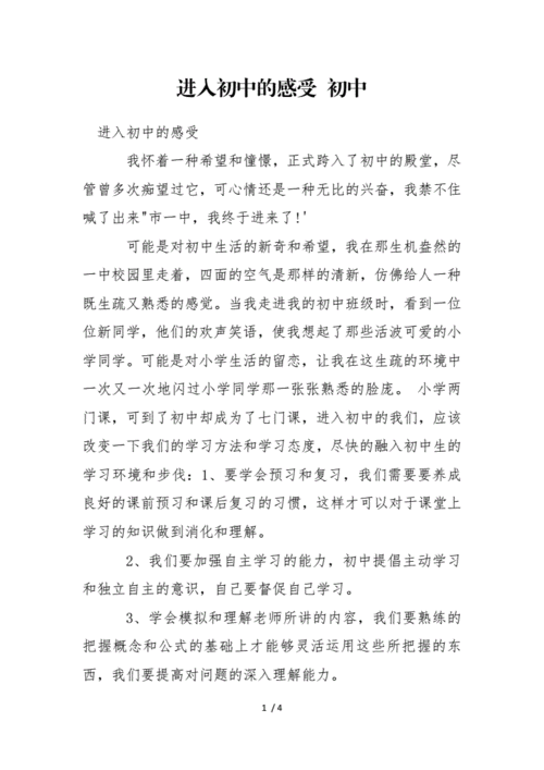 升入初中的感受,升入初中的感受作文