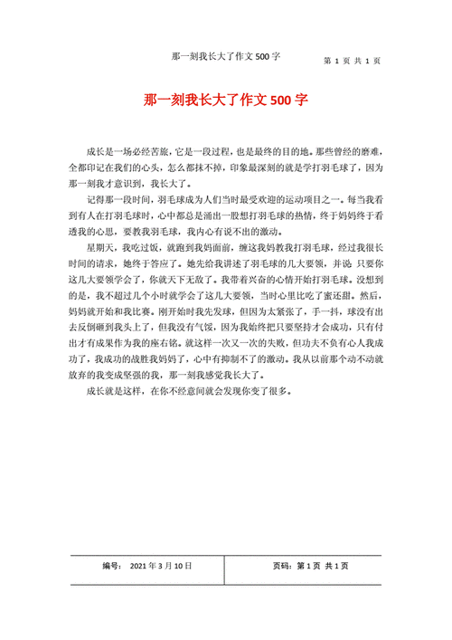 那一刻我长大了500字,那一刻我长大了500字优秀作文