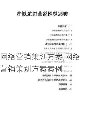 网络营销策划方案,网络营销策划方案案例