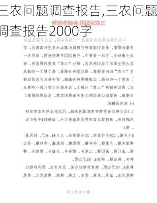 三农问题调查报告,三农问题调查报告2000字-第2张图片-星梦范文网