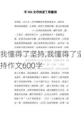 我懂得了坚持,我懂得了坚持作文600字