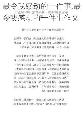 最令我感动的一件事,最令我感动的一件事作文