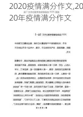 2020疫情满分作文,2020年疫情满分作文