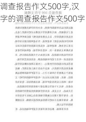 调查报告作文500字,汉字的调查报告作文500字