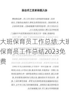 大班保育员工作总结,大班保育员工作总结2023免费-第2张图片-星梦范文网