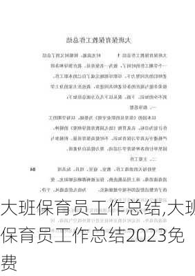 大班保育员工作总结,大班保育员工作总结2023免费