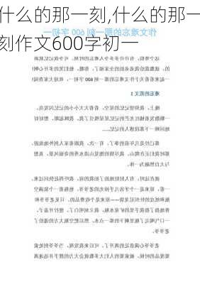 什么的那一刻,什么的那一刻作文600字初一