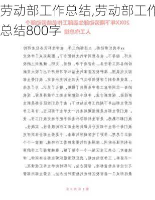 劳动部工作总结,劳动部工作总结800字