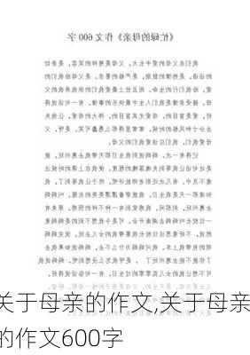 关于母亲的作文,关于母亲的作文600字-第3张图片-星梦范文网