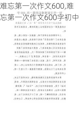 难忘第一次作文600,难忘第一次作文600字初中