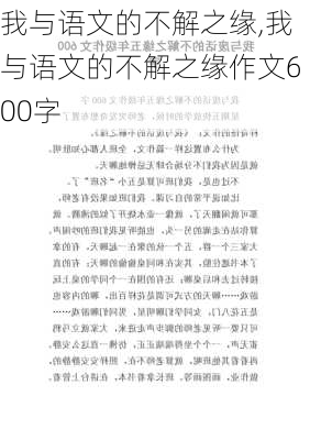 我与语文的不解之缘,我与语文的不解之缘作文600字