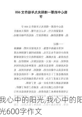 我心中的阳光,我心中的阳光600字作文