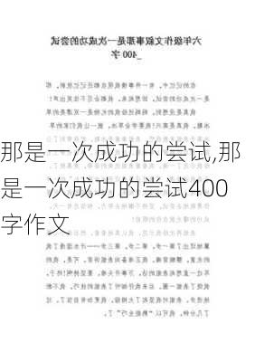 那是一次成功的尝试,那是一次成功的尝试400字作文