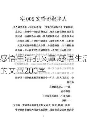 感悟生活的文章,感悟生活的文章200字