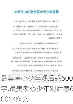 最美孝心少年观后感600字,最美孝心少年观后感600字作文