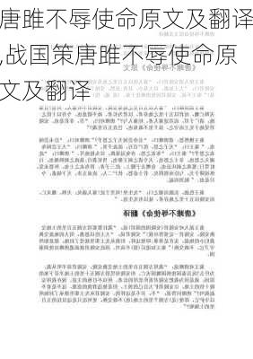 唐雎不辱使命原文及翻译,战国策唐雎不辱使命原文及翻译-第3张图片-星梦范文网