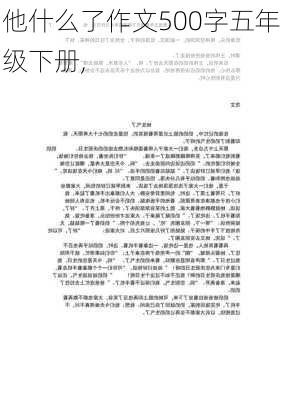 他什么了作文500字五年级下册,