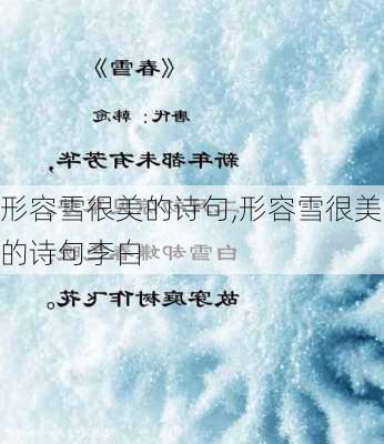 形容雪很美的诗句,形容雪很美的诗句李白-第3张图片-星梦范文网