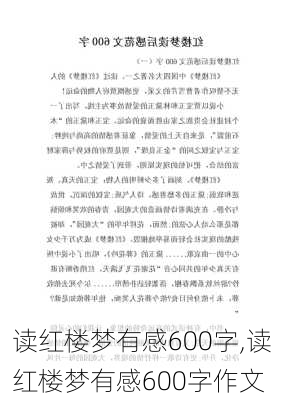 读红楼梦有感600字,读红楼梦有感600字作文