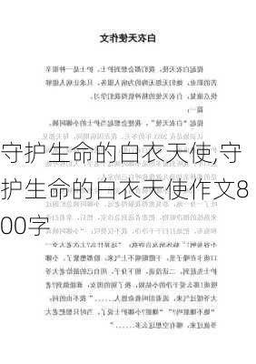 守护生命的白衣天使,守护生命的白衣天使作文800字