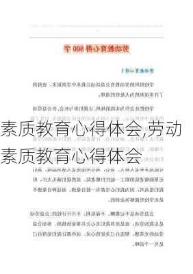 素质教育心得体会,劳动素质教育心得体会