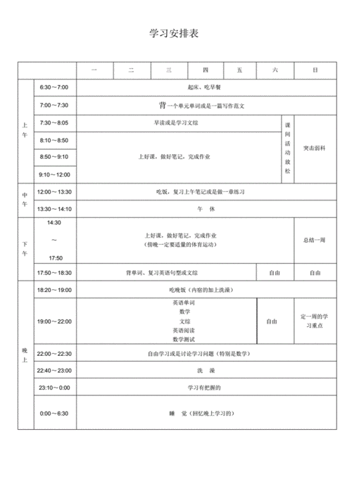 高三学习计划,高三学习计划时间表