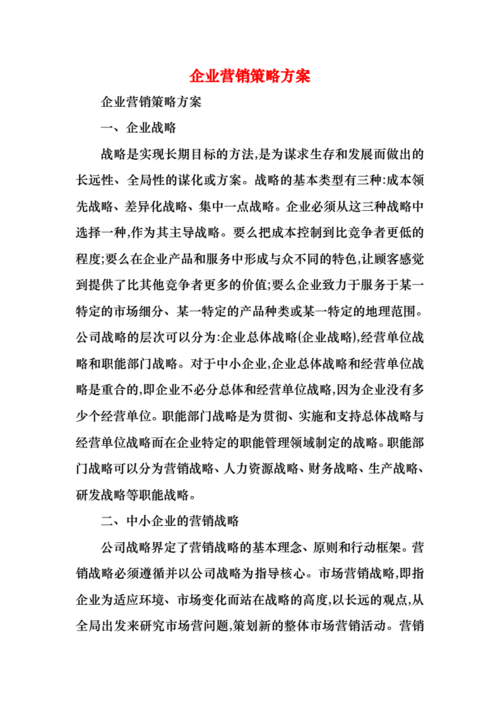 战略营销方案,战略营销方案怎么写