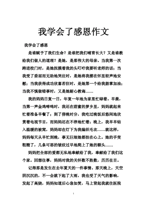 我学会了感恩,我学会了感恩的作文400字