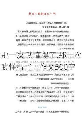 那一次 我懂得了,那一次我懂得了__作文500字-第3张图片-星梦范文网