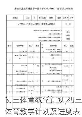 初三体育教学计划,初三体育教学计划及进度表