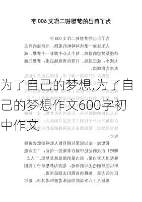 为了自己的梦想,为了自己的梦想作文600字初中作文