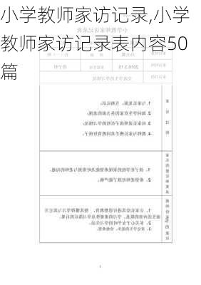 小学教师家访记录,小学教师家访记录表内容50篇