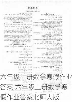 六年级上册数学寒假作业答案,六年级上册数学寒假作业答案北师大版