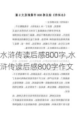 水浒传读后感800字,水浒传读后感800字作文