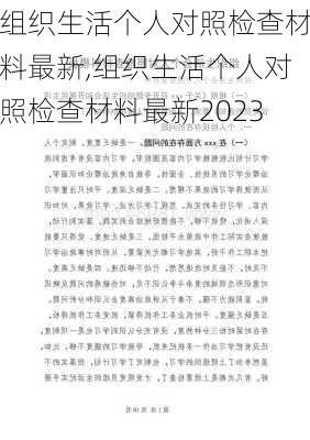 组织生活个人对照检查材料最新,组织生活个人对照检查材料最新2023