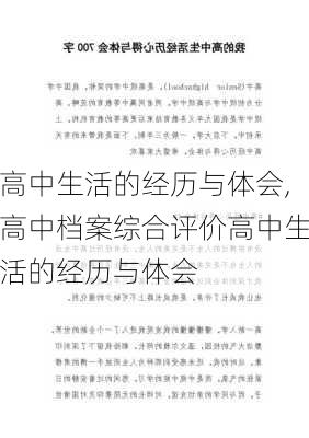 高中生活的经历与体会,高中档案综合评价高中生活的经历与体会