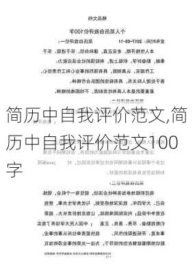 简历中自我评价范文,简历中自我评价范文100字