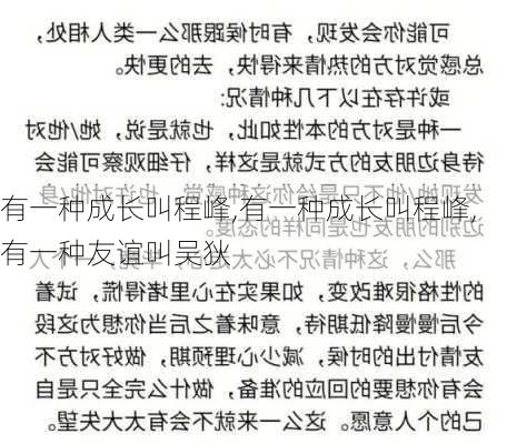 有一种成长叫程峰,有一种成长叫程峰,有一种友谊叫吴狄-第2张图片-星梦范文网