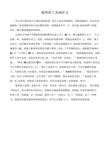 我得到了表扬,我得到了表扬作文400字