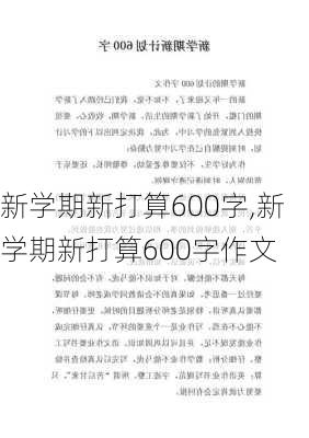 新学期新打算600字,新学期新打算600字作文