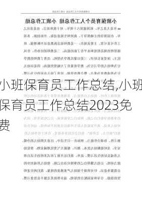 小班保育员工作总结,小班保育员工作总结2023免费