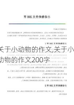 关于小动物的作文,关于小动物的作文200字